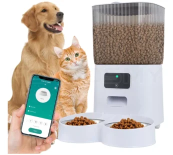 Comedero Automático con Wifi y App, 5L y Dos Cuencos para Perros y Gatos